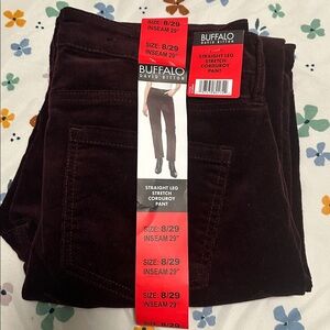 NWT Buffalo David Bitton Women’s Straight Leg Corduroy Pant Size 8x29 Deep Red